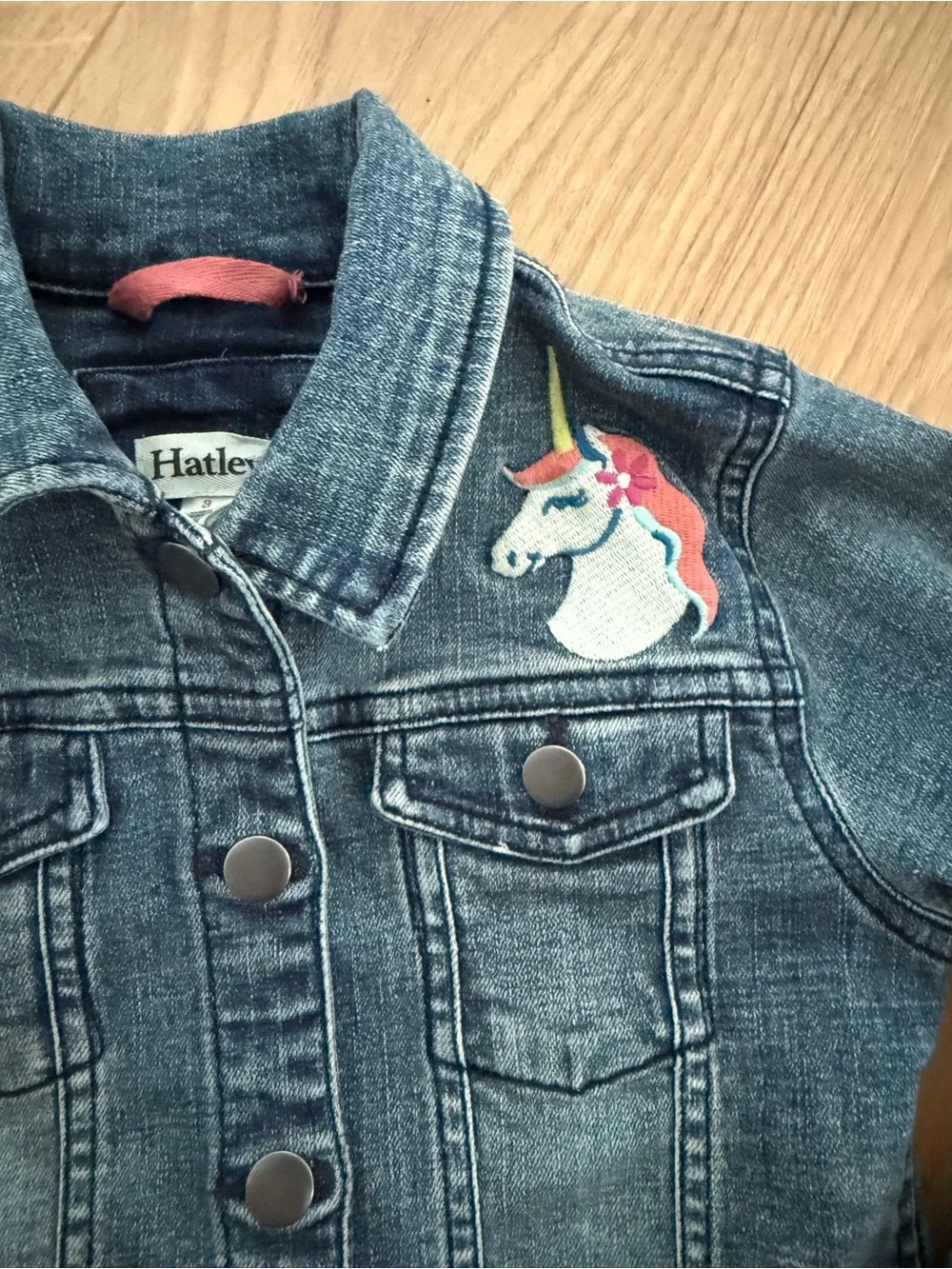 NWOT-Hatley Girls' 3T Denim Embroidered Jean Jacket unicorns,butterflies MSRP$85